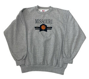 DODGER 90's Vintage Missouri Basketball Crew Neck Sweatshirt Men's L Gray USA